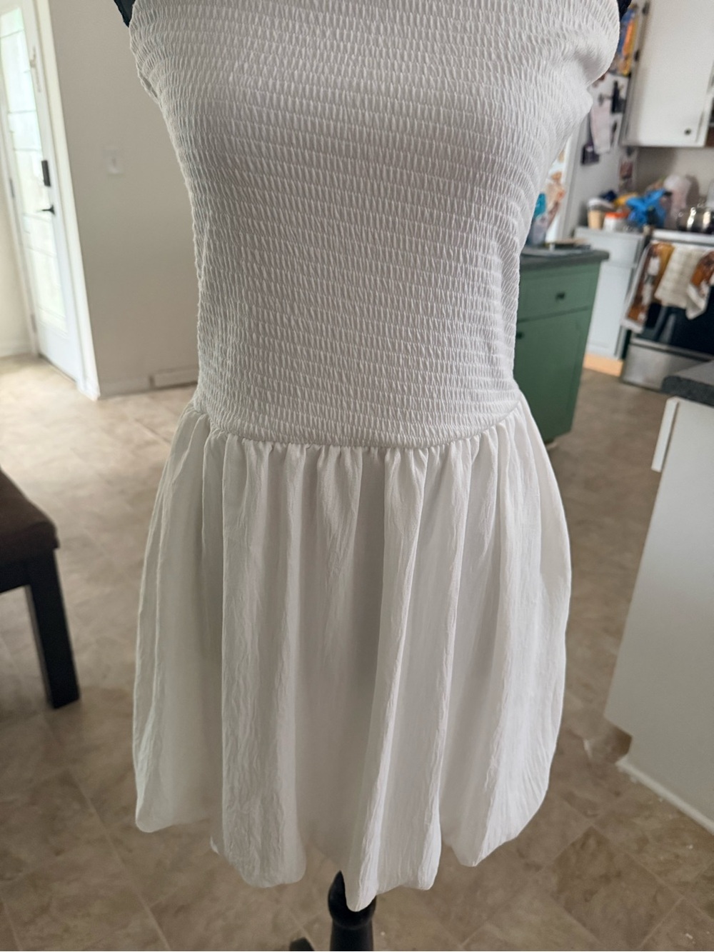 White Mini Bubbles Sundress — Sleeveless Casual Dress By Kali Fashions Size L
